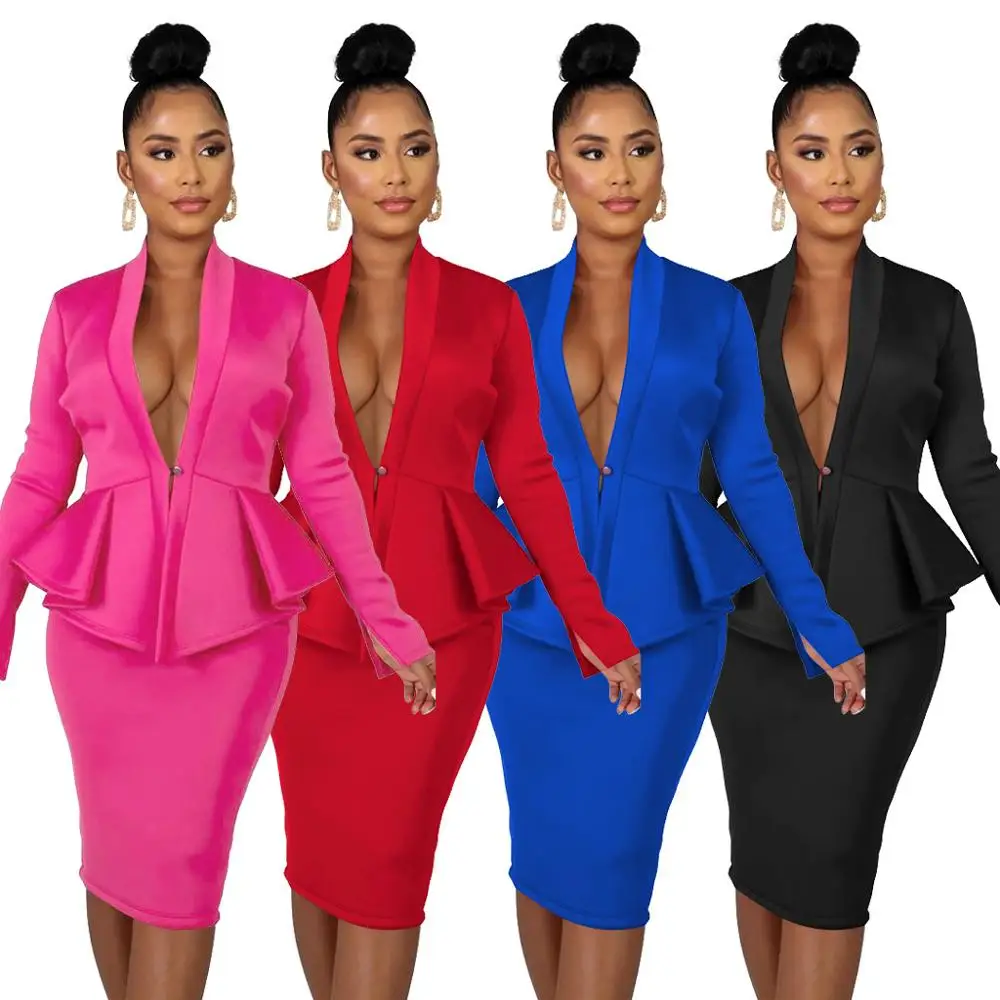 Комплект из 2 предметов Женский костюм с длинным рукавом офисный комплект двух