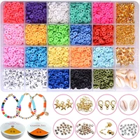 hot flat round polymer clay spacer beads kit charms lobster clasp letter beads box set for jewelry making diy bracelets earrings