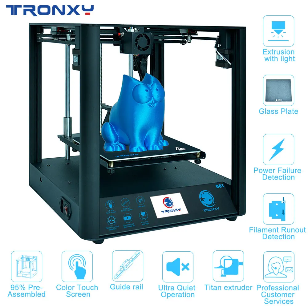 

TRONXY D01 High Quality Silent design Industrial Linear Guide Titan Extruder 3D Printer DIY Kits Printing Acrylic Mask Machine