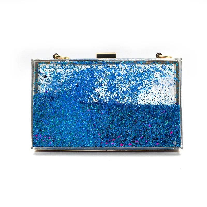 

Fashion Transparent Liquid Quicksand Glitter Acrylic Dinner Bag One-shoulder Messenger Women's Bag Bridal Dress Evening Bag
