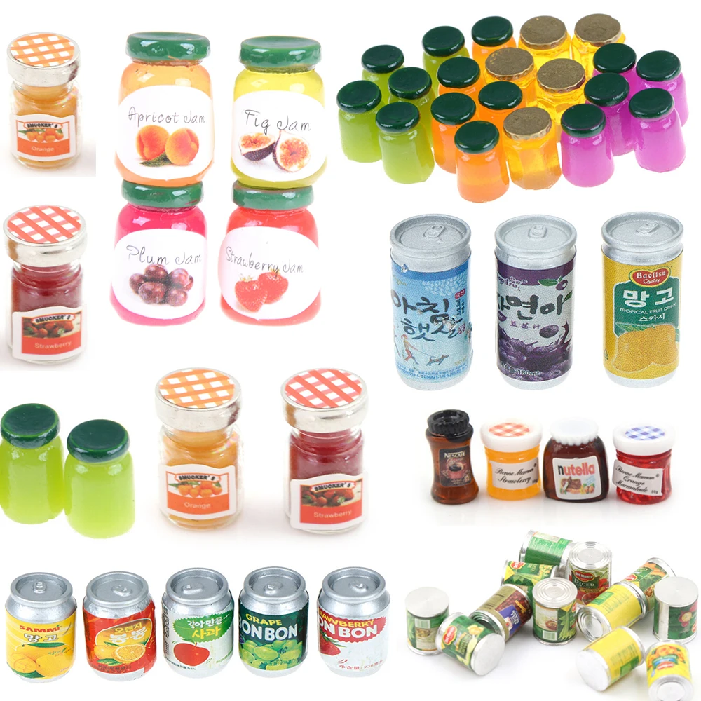 

1/2/3/4/5pcs 1:12 Dollhouse Jams Miniature Kitchen Doll House Kitchen DIY Dollhouse Food Miniatures Accessories