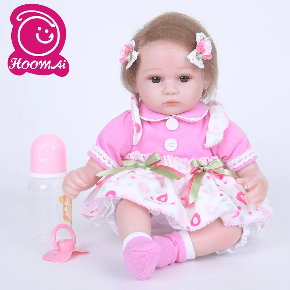 

18" 45CM Lifelike Rooted Mohair Reborn Baby Dolls Soft Silicone Real Bebe Doll Baby Toy Kid Birthday Gifts Toys for Children