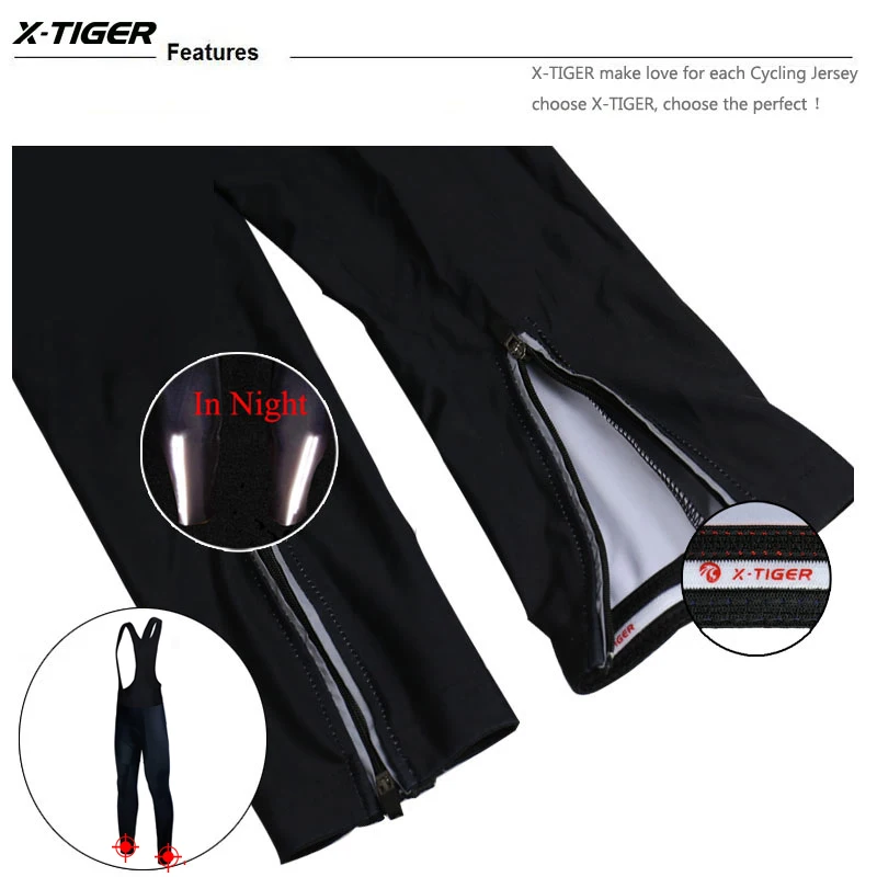

X-Tiger Keep Warm Cycling Bib Trousers Winter Thermal Mountain Bike Pants Cycling Bib Pants Coolmax 5D Gel Pad Bicycle Tights