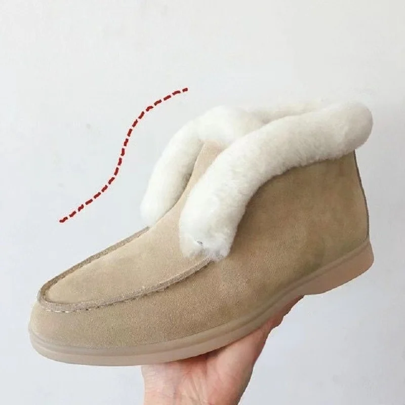 

Удобные ботильоны из коровьей замши, кожаные ботинки, теплые зимние ботинки с натуральным мехом, зимние ботинки без шнуровки для женщин, зим...