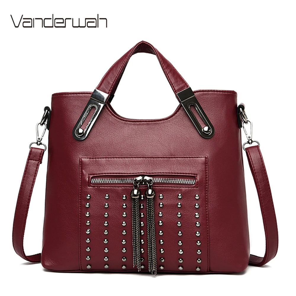 Сумочки с кисточкой и сумочки сумка на плечо модные сумки заклепками шопперы для