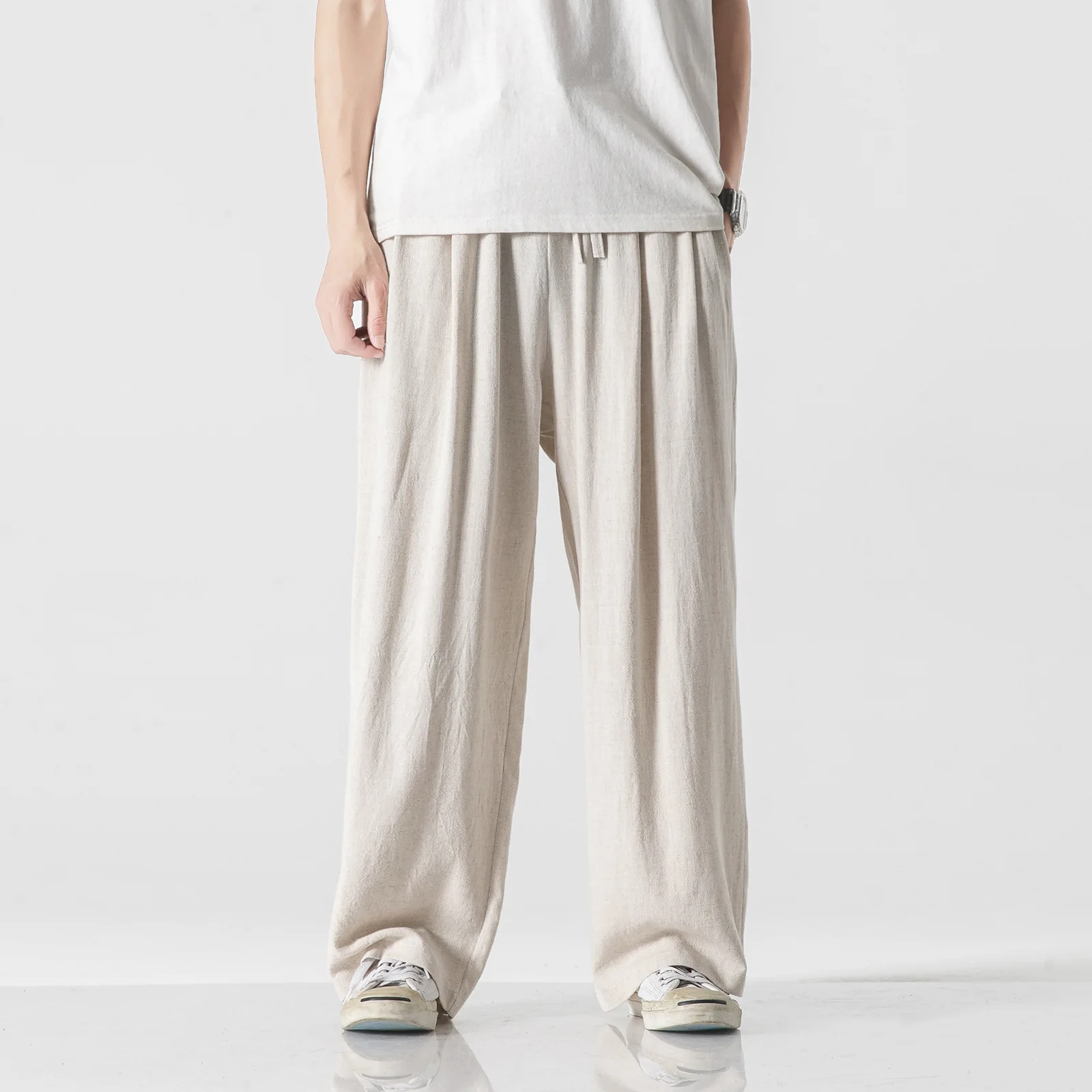 

2021 Hot Selling Linen Men's Casual Sports Pants Summer Slim Fit Korean Slim Fit Fashion Japanese Loose Large Brand Men's Wear