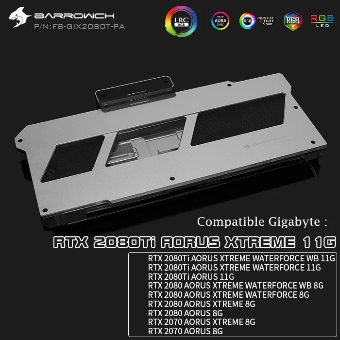 Курган gpu водоблок для Gigabyte RTX2080TI AORUS XTREME 11G/RTX 2080/2070 AORUS XTREME 8G/, кулер GPU, FB-GIX2080T-PA - Цвет лезвия: Silver Horizontal