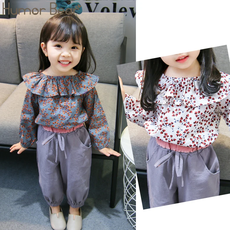 

Humor Bear New Girl Clothes SetSpring Autumn Floral Printed Long-sleeved +Pants 2Pcs Infant Cute Children's Clothes