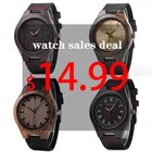 Часы Bobo Bird мужские, классические, Круглые, черные, эбеновое дерево, кожаные, кварцевые