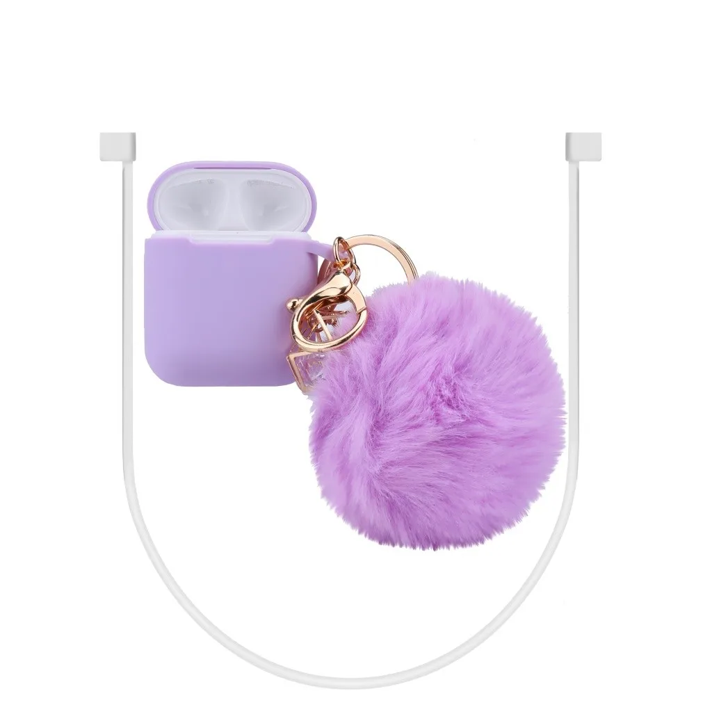 HIPERDEAL беспроводные наушники-вкладыши, стерео наушники для Airpods 2 и 1 зарядный чехол, силиконовый чехол и брелок с помпоном