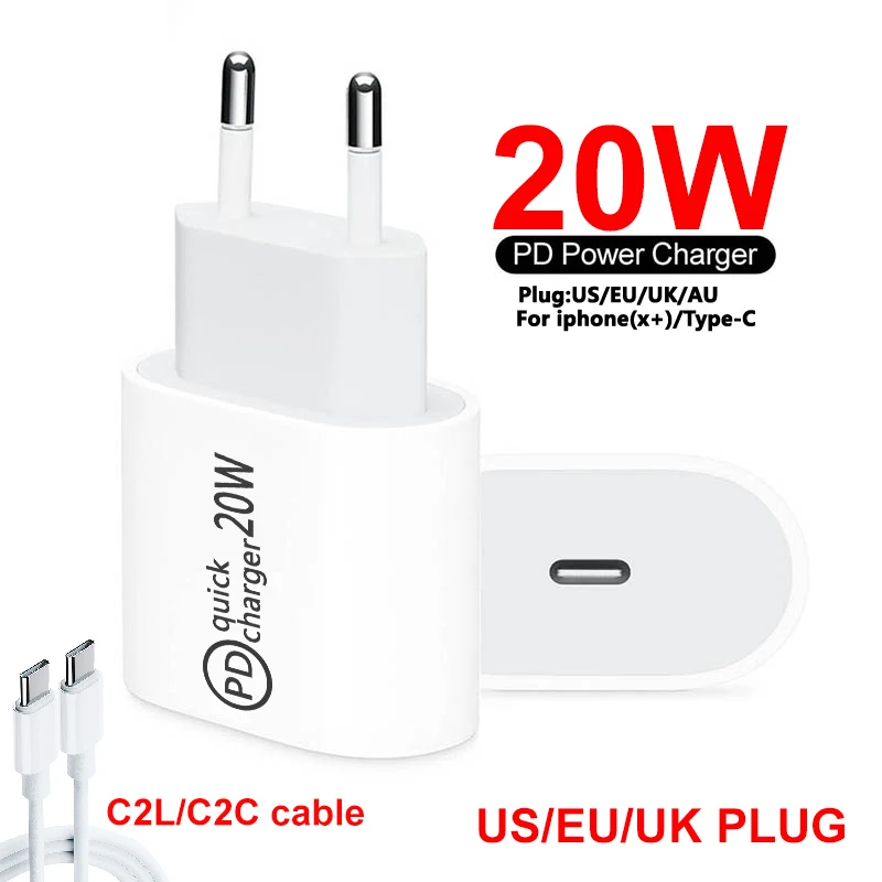 

Fast PD 20W USB Type C Charger Adapter Fast Phone Charge For iPhone 12 11 Pro Max X Xs Xr 7 AirPods iPad Huawei Xiaomi LG Samsun