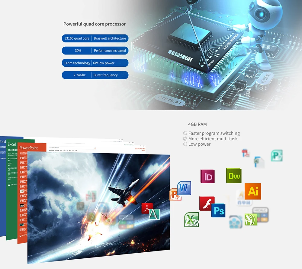 Teclast X22 Air все-в-одном ПК настольный 21,5 Дюймов DOS Intel Celeron J3160 четырехъядерный 1,6 ГГц 4 Гб ram 128 Гб SSD 1 ТБ HDD HDMI