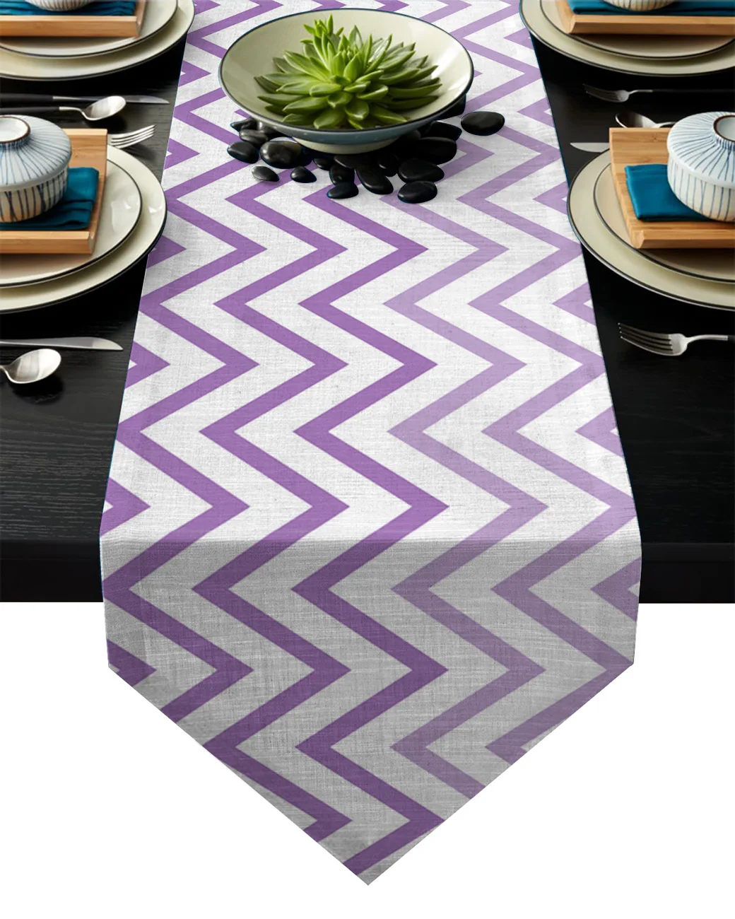 Geometric Ripple Stripes Gradually Purple Table Runner Christmas Decorations for Home Decorarion | Дом и сад