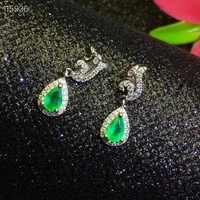 kjjeaxcmy fine jewelry 925 silver natural emerald new girl classic gemstone earrings ear stud support test chinese style