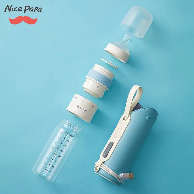 

3 in 1 Baby Bottle Travel Feeding Set With Milk Powder Storage With USB Warmer Infant Milk Bottle Thermal Bag Blue Pink Dropship