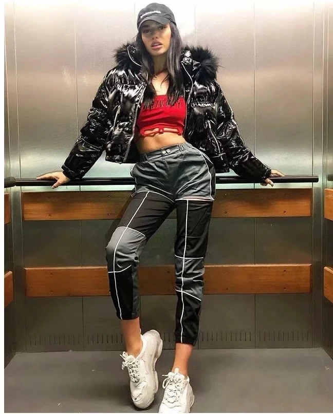 Женские цветные брюки карго с облегающими манжетами и вырезами | Женская одежда