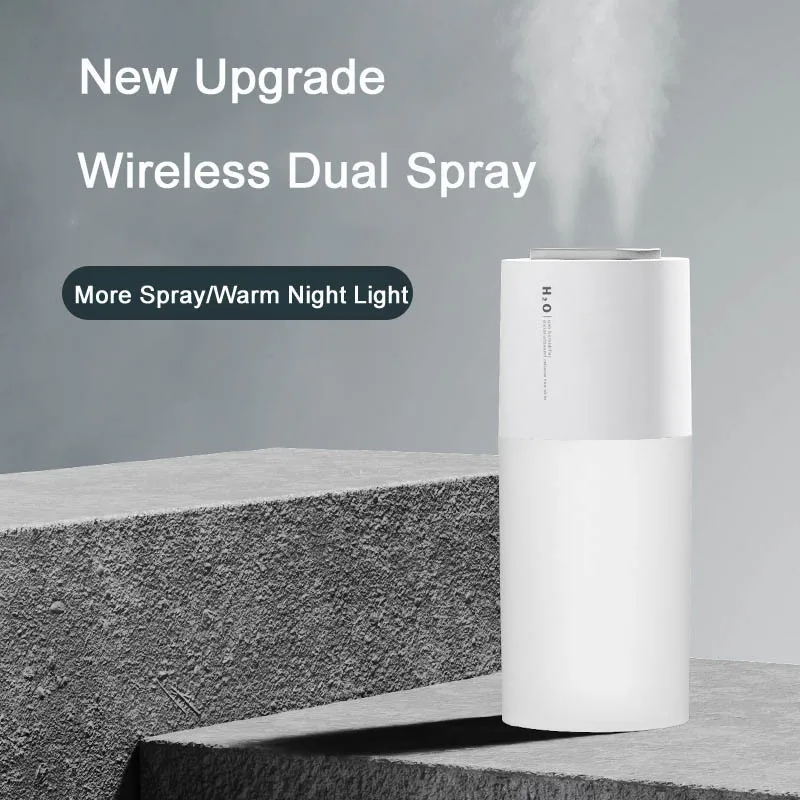 

400ML Dual Nozzles Humidifier Rechargeable Negative ion Aroma Cool Mist Maker Night Light Office Essential Oils Diffusion Fogger