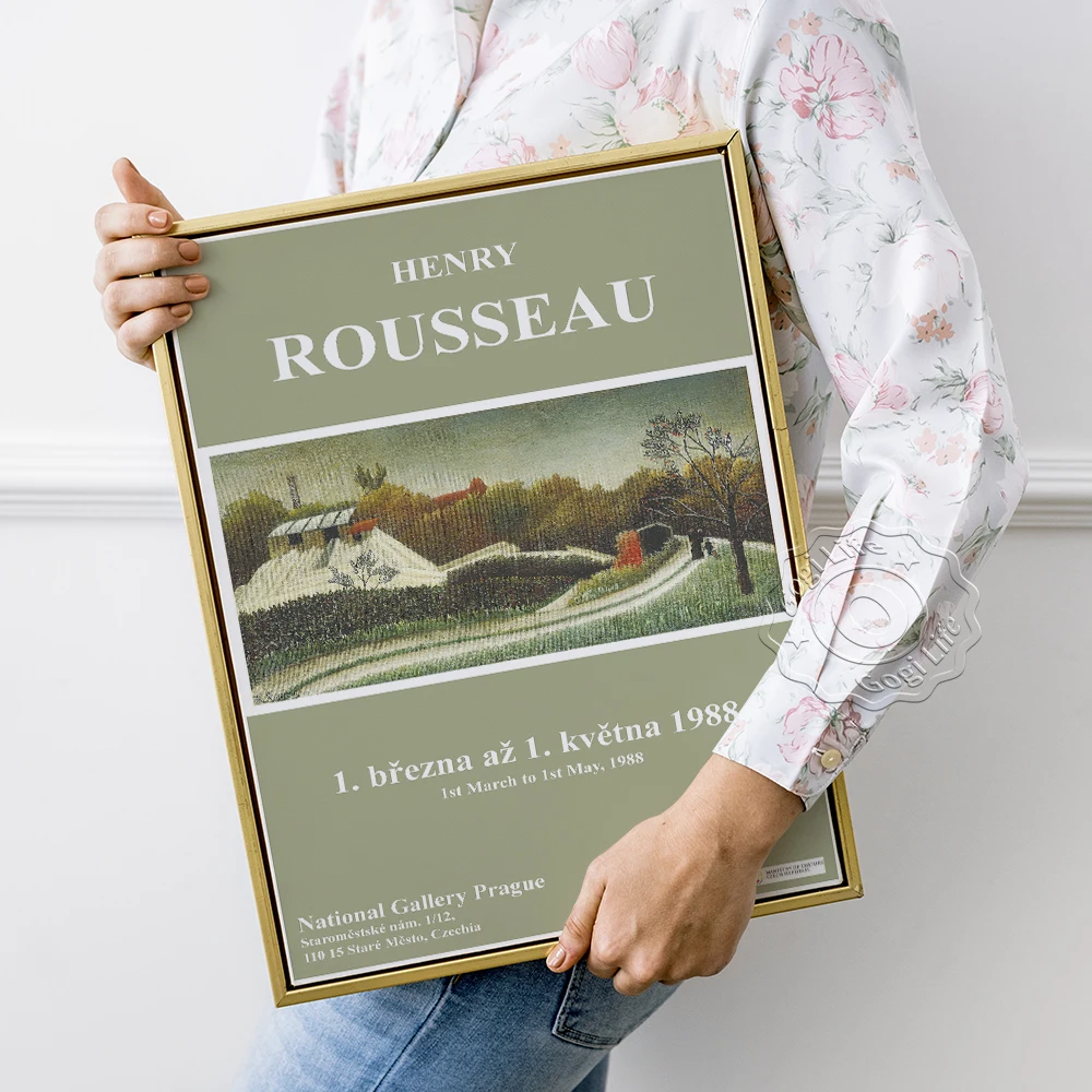 

Henri Rousseau Exhibition Museum Vintage Poster, French Landscape Canvas Painting, National Gallery Prague Scenery Wall Picture