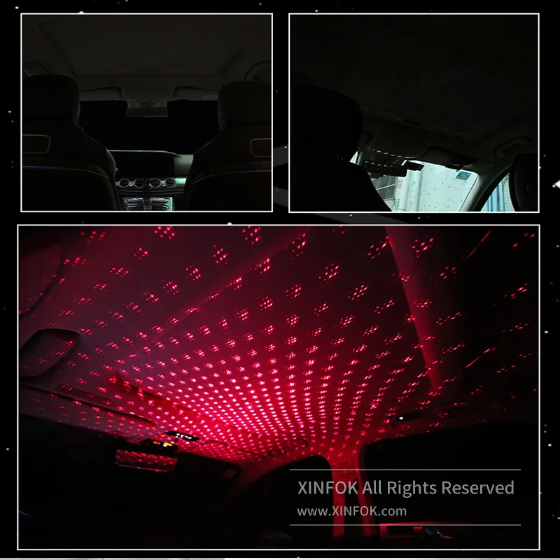 XINFOK DIY светодиодный фонари на крышу автомобиля Лампа проектор красивая звезда