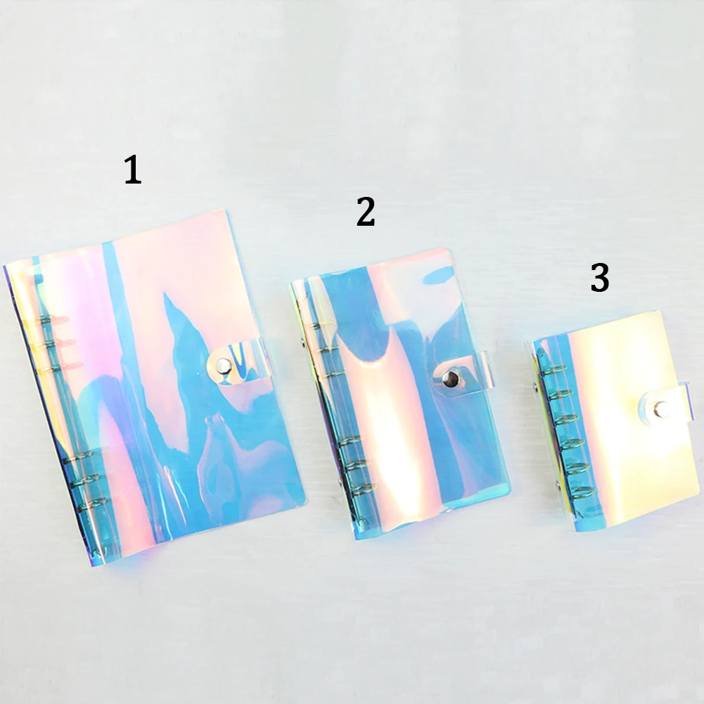 

A5 A6 A7 School Office Notebook Loose-Leaf Glitter Button Diary Planner PVC for laser Cover Stationery Gift