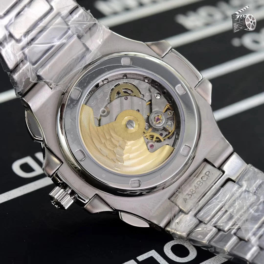 

New Automatic Mechanical Men Watch Sapphire Glass Back Multiple Time Zone Transparent Silver Grey Watches Black Blue