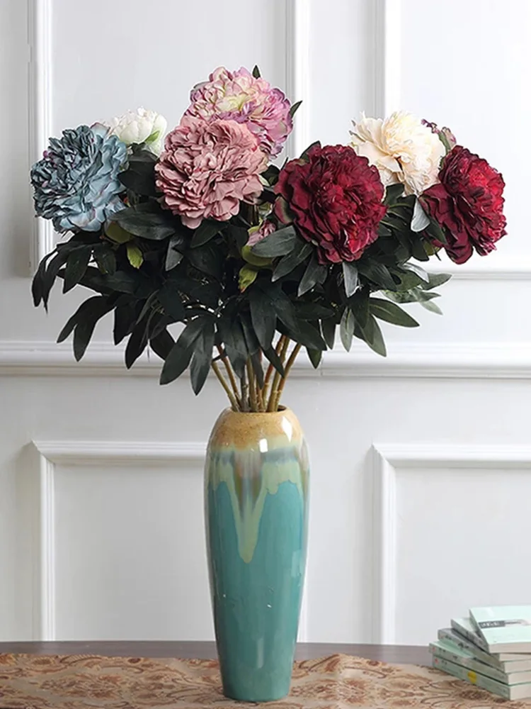 Ретро двуглавый пион искусственный цветок скандинавский украшение для дома