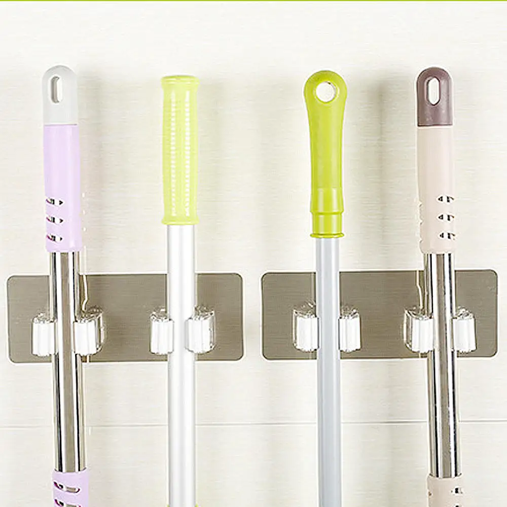 

17.8*7cm Wall Mounted Mop Holder Double Buckle Kitchen Broom Rack Kitchen Bathroom Hooks