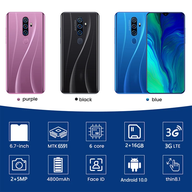 

SOYES A82 Water Drop Screen 6.7Inch Mobile Phone 2GB+16GB Hexa Core Android Smartphone Face Unlock 4800mAh Cell Phones