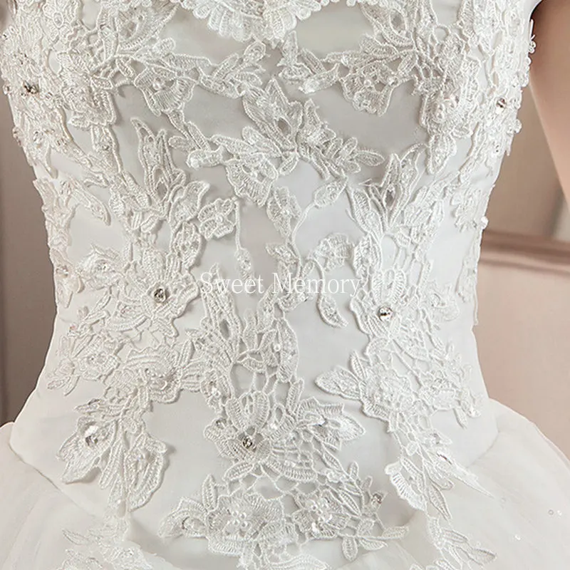 

Boat Neck Beading Long Wedding Dresses 2021 Bride Dress Elegant Women Lace Up Formal Wedding Gown Summer Vestidos Sweet Memory