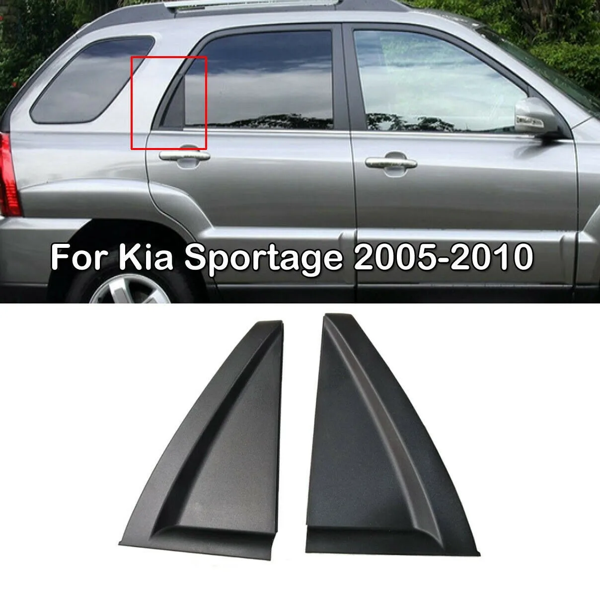 

1Pair Rear Left Right Door Outside Delta Molding Glass Window Triangle Protective Trim For Kia Sportage 2005-2010 Car Accessory