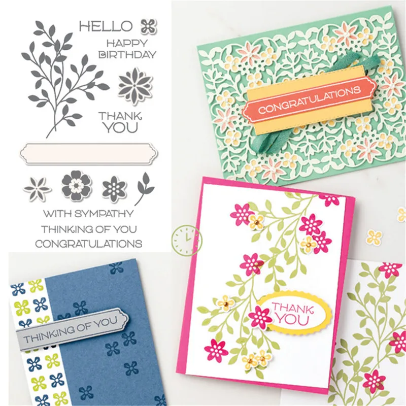 

FLOWERING Metal Cutting Dies and Stamps Set for DIY Scrapbooking Photo Album Decorative Embossing Paper Card 2021 New Dies