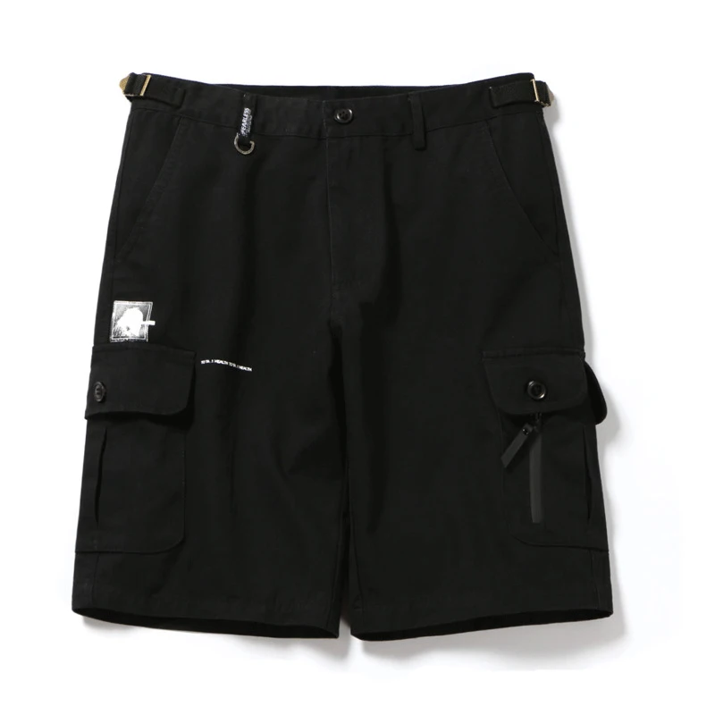 

Шорты мужские с множеством карманов, прямые уличные брюки в стиле бойфренд, повседневная одежда, спортивные штаны, с поясом, на лето