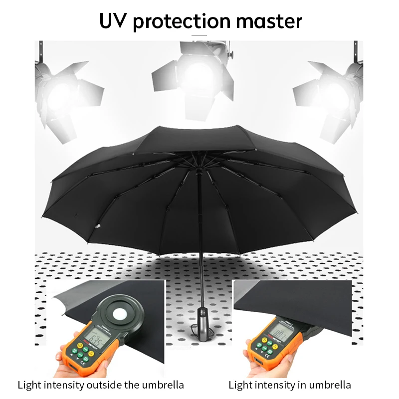 Автоматический складной зонт для женщин и мужчин 3 цвета 10 к большой с черным