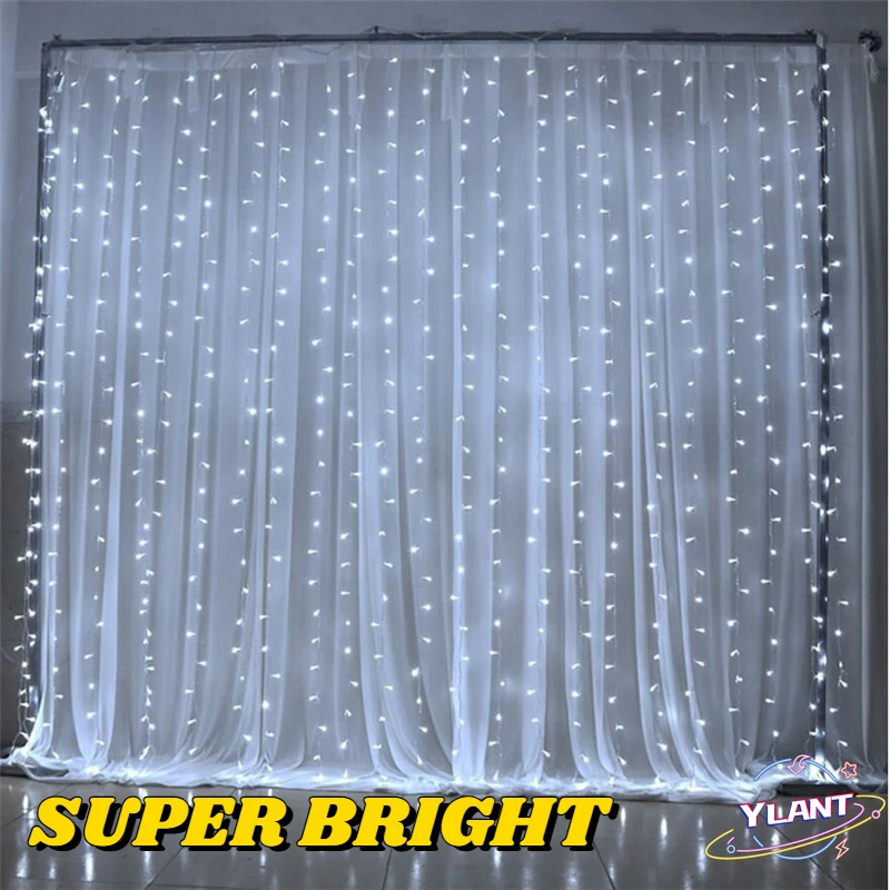 

SWT Wedding Xmas String Fairy Curtain Garlands Strip Party Lights 3M x 3M 300 LED Home Outdoor Holiday Christmas Decorative