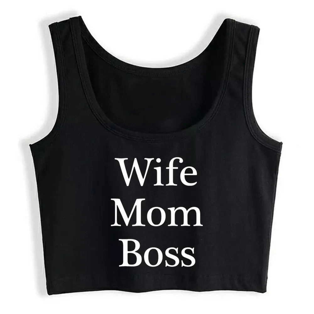

Crop Top Women Wife Mom Boss Mother's Day Gift For Mama Harajuku Tank Top Women Comic Women Clothes