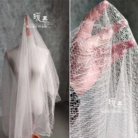 mesh tulle fabric pink irregular hollow out diy decor veil silhouette design gown skirt wedding dress designer fabric