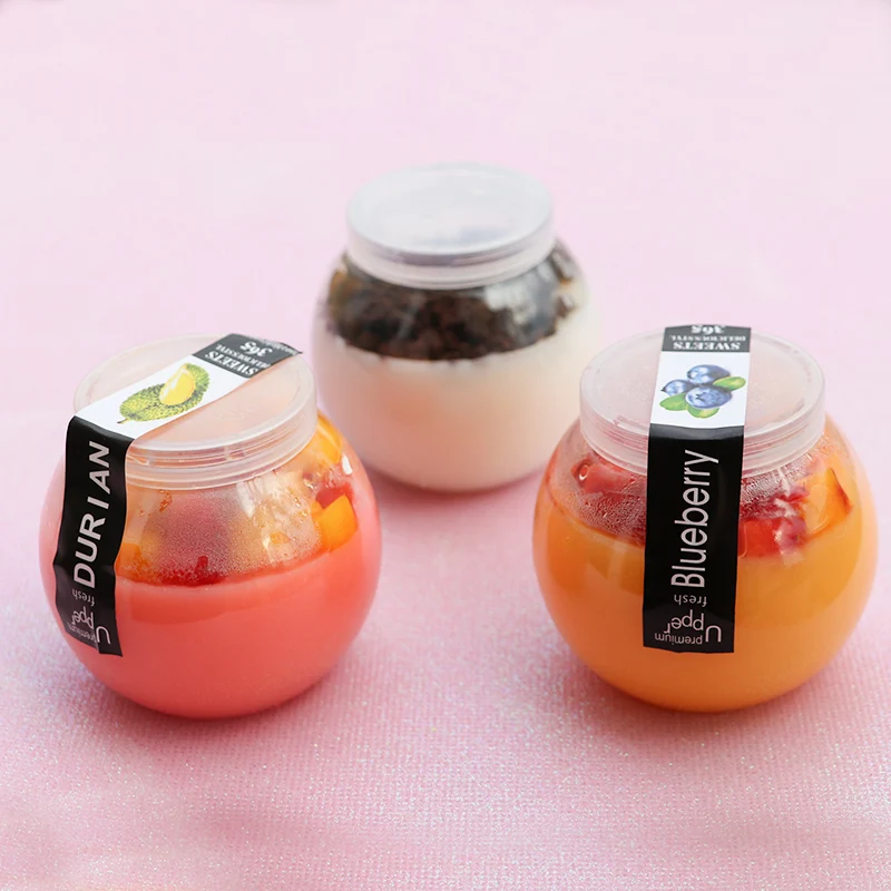 

50pcs 160ml round transparent yogurt bottle baking pudding jelly ice cream plastic cups small pet dessert packaging cup with lid
