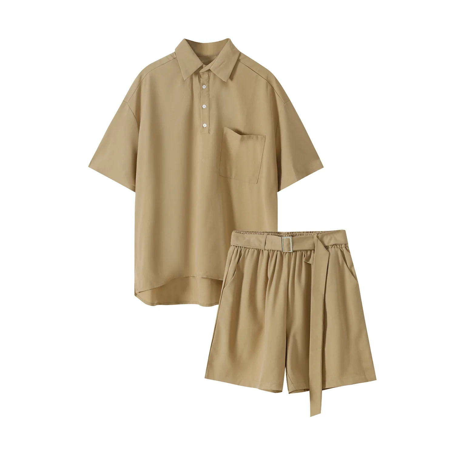 

Summer 2 Men Pieces Suits Sets Short Sleeve Loose Pullover Shirts Shorts Male Japan Korea Style Streetwear Hip Hop Shirts Shorts