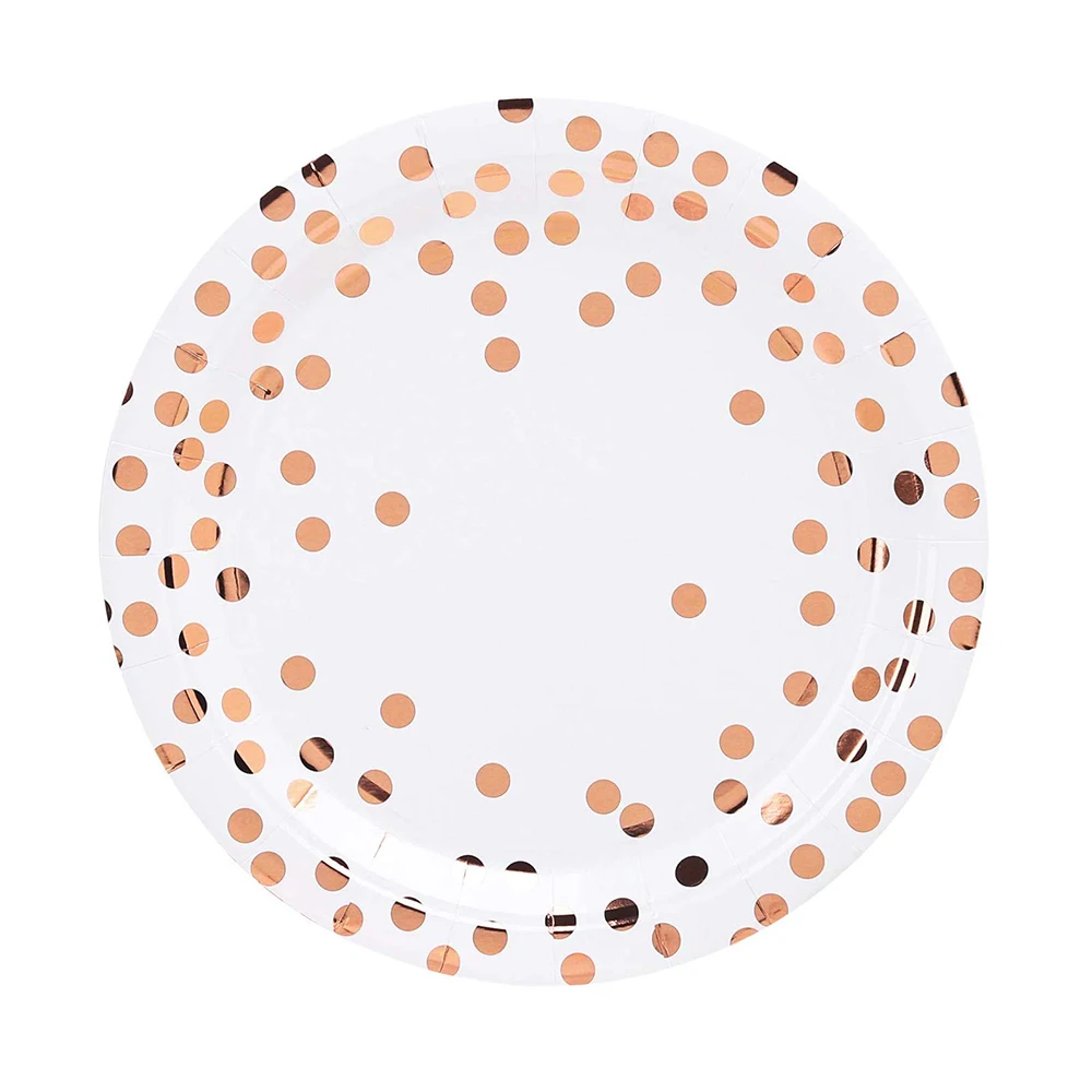 10pcs 9inch plate Розовое золото, украшения для дня рождения, вечерние бумажные принадлежности для взрослых, одноразовые бумажные тарелки, набор для детского душа, вечерние украшения - Цвет: 10pcs 9inch plate