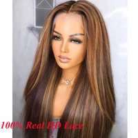 13x4 real hd lace frontal wig highlight wig human hair melt skins straight invisible lace front wig blonde ombre 55 closure wig