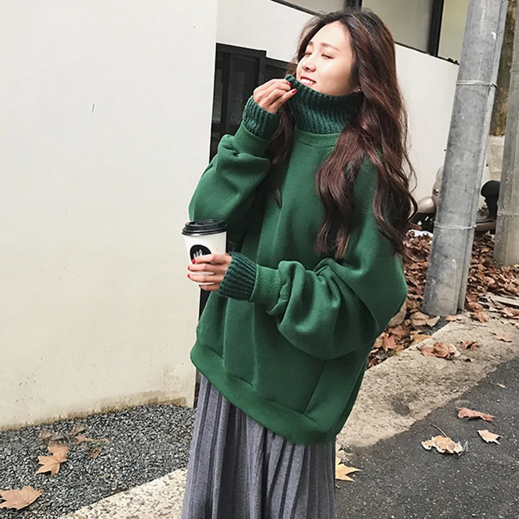 Толстовка Модный женский осенний зимний Повседневный пуловер толстый теплый