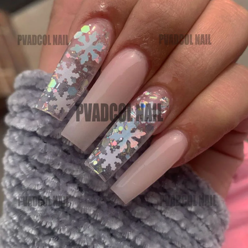 Блестящая Снежинка ногти блестки форма Микс дизайн ногтей акриловый гель