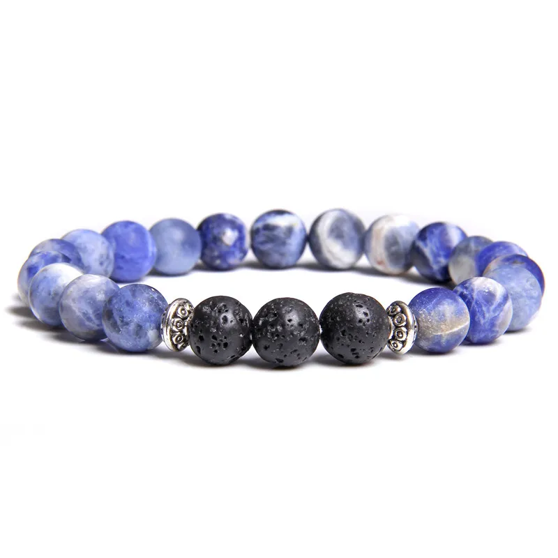 Классический мужской браслет модный дизайн с бусинами из натурального