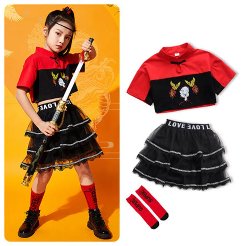 

2020 Girls Hip-Hop Chinese Style Performance Clothes Hanfu Dance Dress Children'S Day Summer Jazz Dance Costume Street Wear