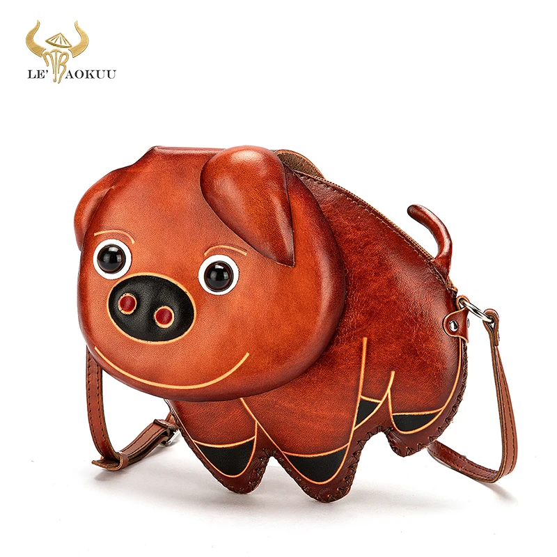 

Fashion Real Leather Brand Luxury Ladies Cute Small Purse and handbag Shoulder bag Women Designer female Phone Pouch Pig bag