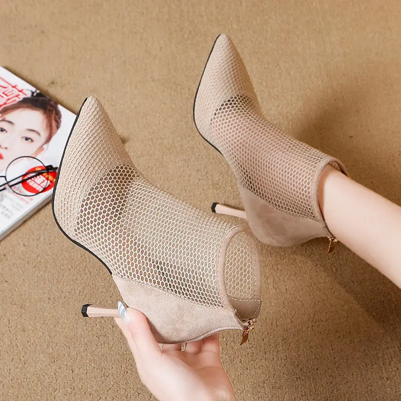 Женские ботинки на молнии дышащие со шнуровкой зимний дизайн ботильоны для