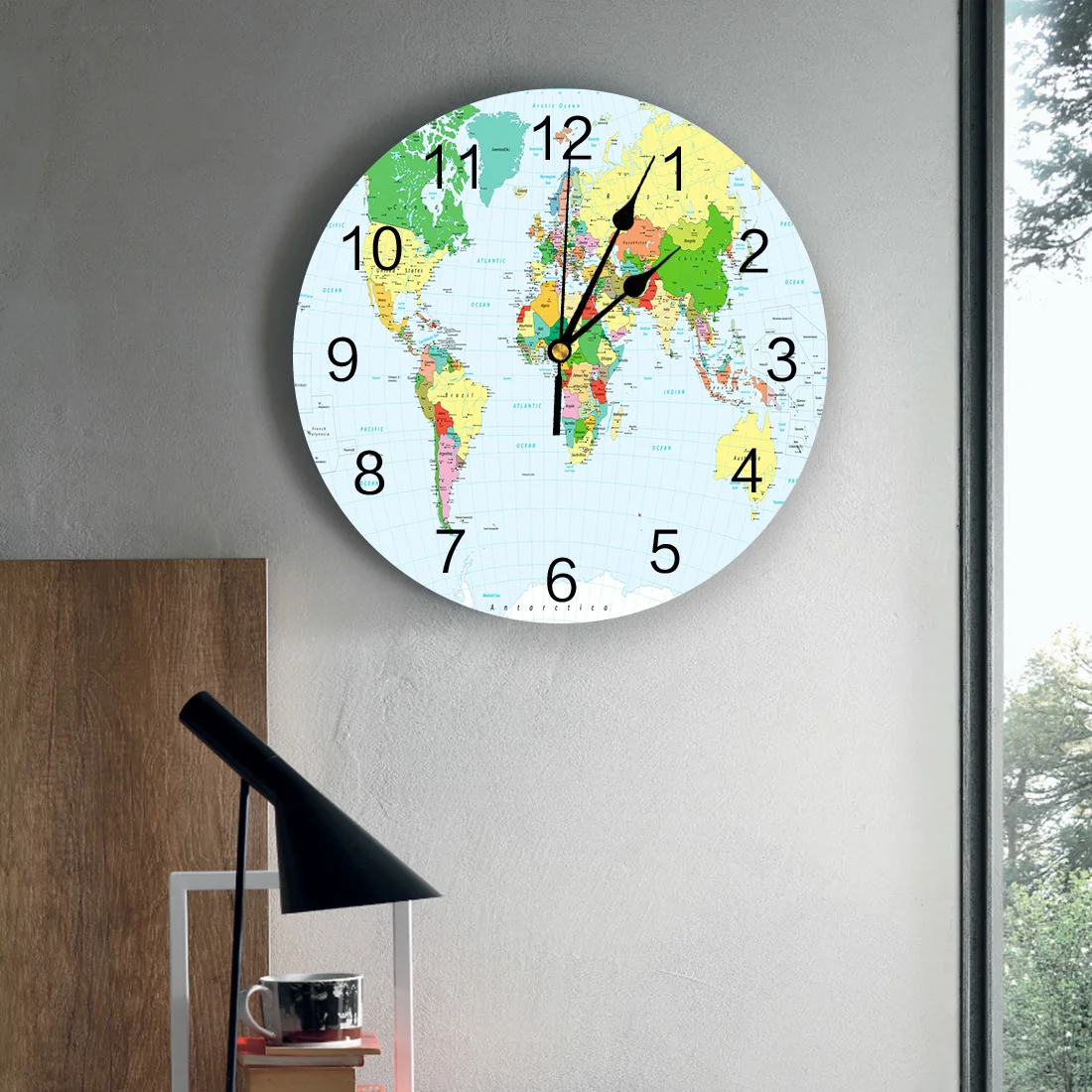 Настенные часы с картой мира из ПВХ настенные современным дизайном для гостиной