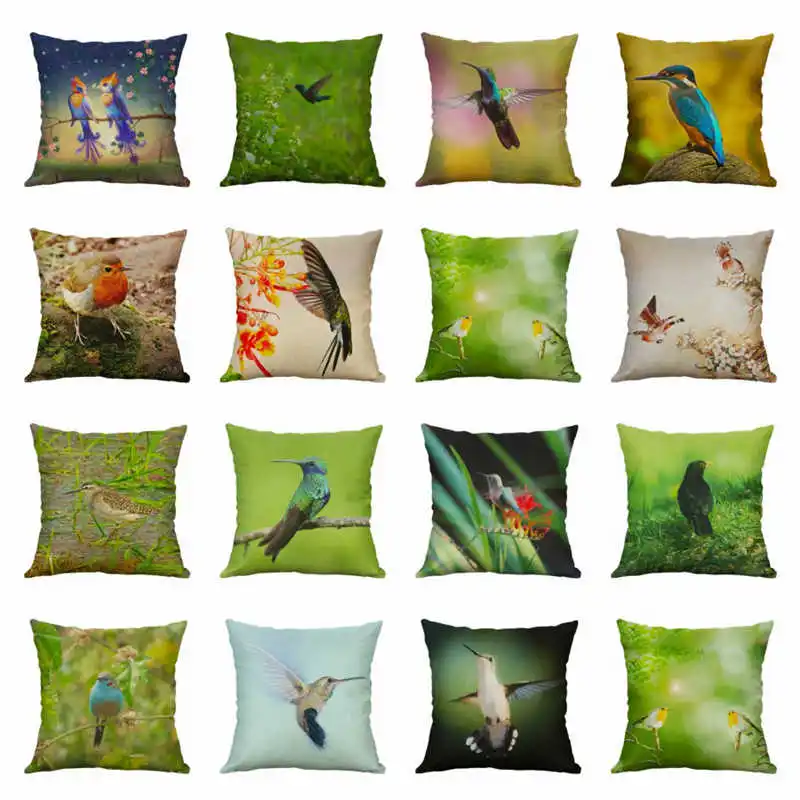 Чехол на подушку для дома 18' Хлопковый чехол Колибри животное дивана декор