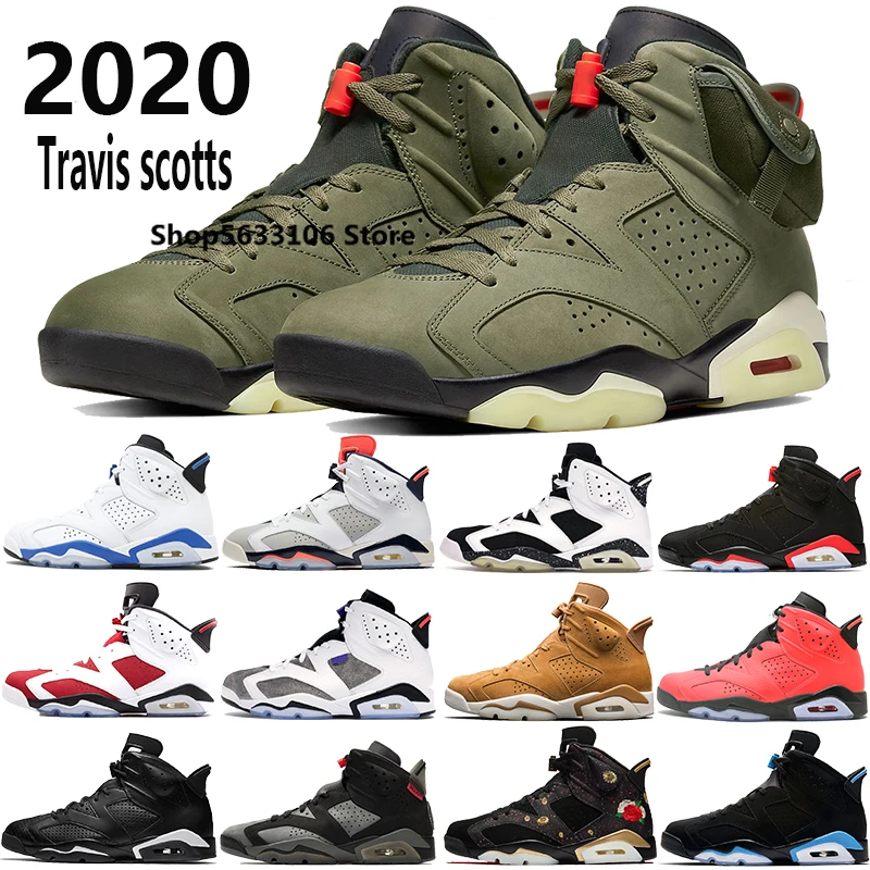 Трэвиса Скоттс черная инфракрасная 6 Air Jordans Ретро 6s Баскетбольная обувь мужская