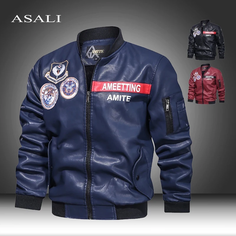 Куртка мужская зимняя из искусственной кожи с бархатной подкладкой|Мужские куртки| |